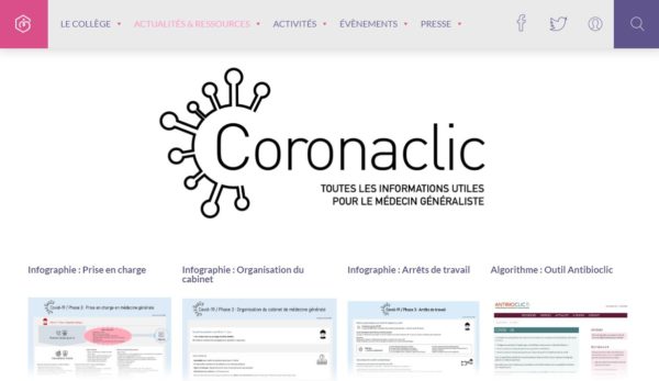 CORONACLIC : le site officiel d'informations scientifiques à l'intention des médecins généralistes